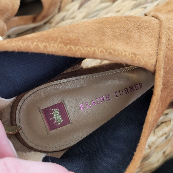 Camel Brown Suede Leather Heel Sandal - Picture 3 of 6